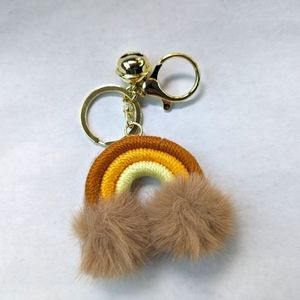 Neutral colored rainbow keychain Pom Pom